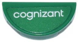 Tile, Round 1 x 2 Half with White 'cognizant' Pattern (Sticker) - Sets 76925 / 77245
