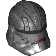 Lego Helmet Clone Trooper Phase 2, Closed Front, Black Visor and Dark Bluish Grey Markings Print / Pearl Titanium