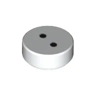 Tile Round 1 x 1 with 2 Small Black Circles / White