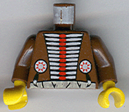 Lego Torso Western Indians Red and White Armor and White Belt Pattern / Brown Arms / Yellow Hands