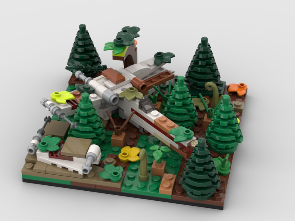 Lego Crashed x wing diorama