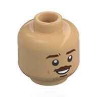 Lego Minifig Head Charles Leclerc, Reddish Brown Eyebrows, Moustache, Open Mouth Smile / Warm Tan