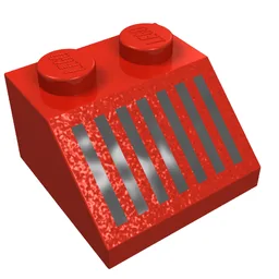 Brick Sloped 45° 2 x 2 with Black Grill Print / Red