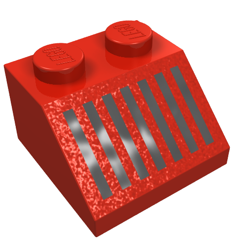 Lego Brick Sloped 45° 2 x 2 with Black Grill Print / Red