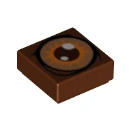 Tile 1 x 1 with Dark Tan and Orange Ent Eye Print / Reddish Brown