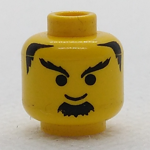 Lego Minifig Head Knight, Bushy Goatee and Eyebrows Print [Blocked Open Stud] / Yellow