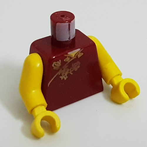 Lego Torso Robe with Gold Flower Print (Mary Jane), Yellow Arms and Hands / Dark Red