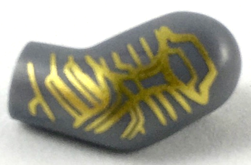 Lego Arm, Left with Gold Circuitry Pattern / Flat Silver