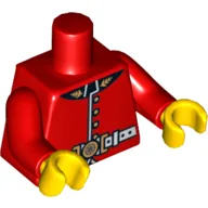 Torso, Royal Guard Uniform with Gold Buttons and White Belt Print, Red Arms, Yellow Hands / Red