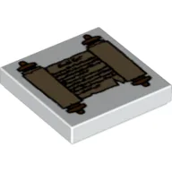Tile 2 x 2 with Scroll [Two Spindles] Print / White