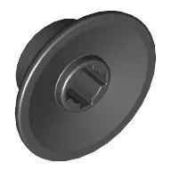 Train Wheel Small, hole notched for wheels holder pin / Black