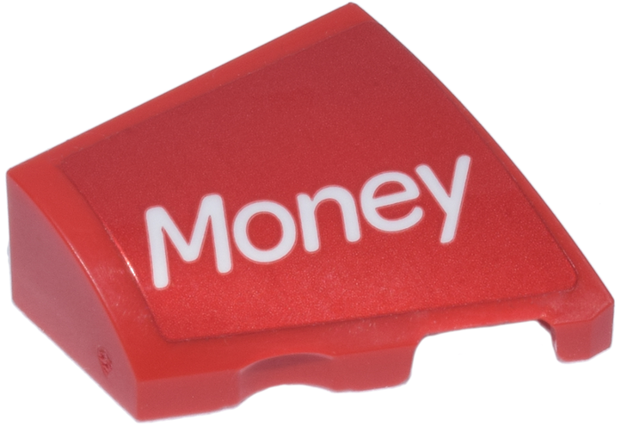 Lego Wedge 2 x 2 x 2/3 Right with White 'Money' MoneyGram Logo Pattern (Sticker) - Set 77250