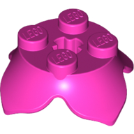 Lego Plant, Leaves, Round 2 x 2 x 2/3 with + Axle Hole and 4 Leaf Extensions / Dark Pink