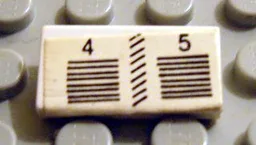 Tile 1 x 2 with Number 4 and 5 with Black Lines Pattern (Sticker) - Sets 6375-2 / 6390 / 10041