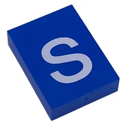 Modulex Tile 3 x 4 with White 's' Print, without Internal Supports / Modulex Tile Blue