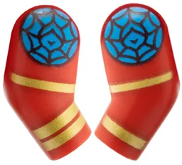 Arm, (Matching Left and Right) Pair with Medium Azure Web Circle, Gold Rings Pattern / Red