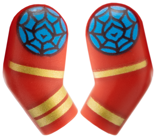 Lego Arm, (Matching Left and Right) Pair with Medium Azure Web Circle, Gold Rings Pattern
