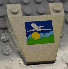Lego Wedge 4 x 4 Taper without Stud Notches with Airplane above Sun & Clouds Pattern (Sticker) - Set 1774