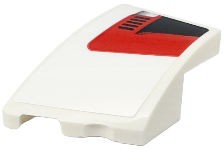 Lego Wedge 3 x 2 Left No Studs with Black Corner and Air Vent on Red Background Pattern (Sticker) - Set 76916