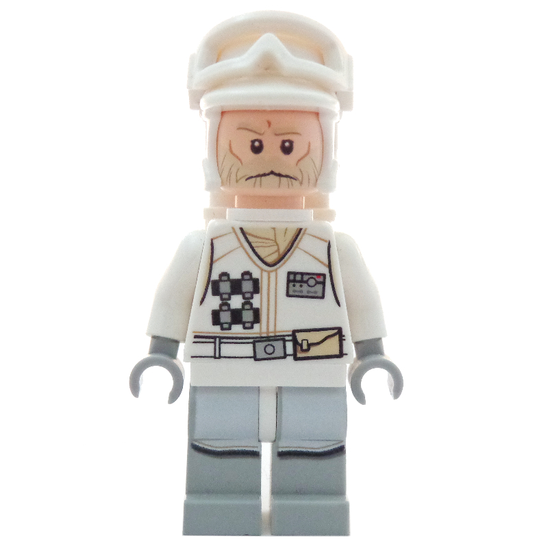 Lego Rebel Trooper in Hoth Uniform, White Hat, White Jacket, Tan Beard, Backpack