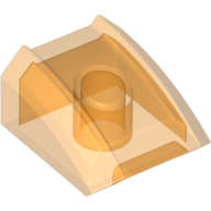 Lego Brick Curved 2 x 2 with Lip, No Studs / Trans-Orange