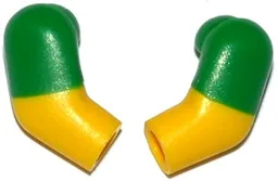 Arm, (Matching Left and Right) Pair with Molded Green Short Sleeves Pattern / Yellow