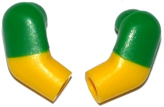 Lego Arm, (Matching Left and Right) Pair with Molded Green Short Sleeves  Pattern