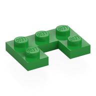 Lego Plate 2 x 3 with 1 x 1 Cutout / Bright Green