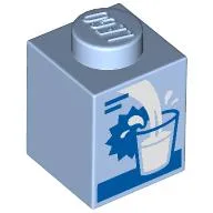 Brick 1 x 1 with Milk Carton, Filling Glass Print / Bright Light Blue