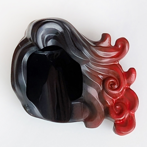 Lego Hair Long Swept Left with Curls with Marbled Red Pattern