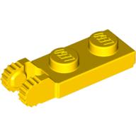 Lego Hinge Plate 1 x 2 Locking with 2 Fingers On End, with Groove, 9 Teeth / Yellow