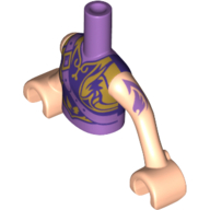 Lego Minidoll Torso Girl with Armored Top with Dark Purple and Gold Trim, Air Icon Print, Light Nougat Arms with Hands with Purple Tattoo Print / Medium Lavender