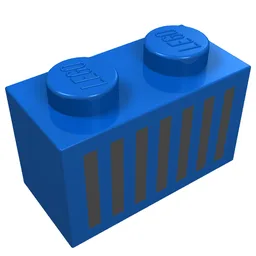 Brick 1 x 2 with Black Grill Print / Blue