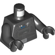 Torso, Flight Suit with Control Panel, Tubes, Silver Belt Buckle, Back Print (TIE Pilot, Rebels Cartoon Style), Black Arms and Hands / Black