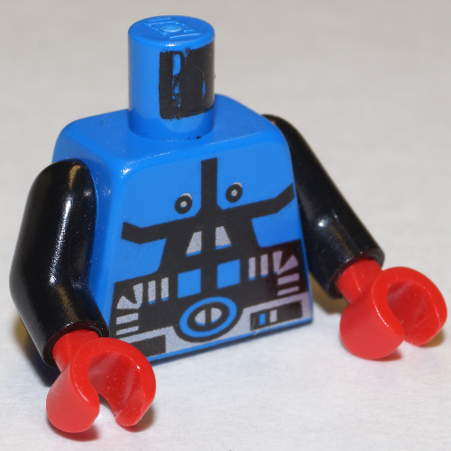 Lego Torso Spacesuit Spyrius Print, Black Arms, Red Hands / Blue