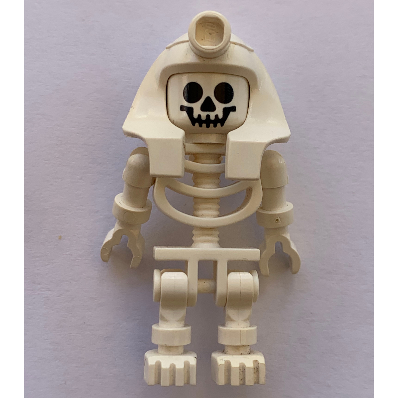 Lego Skeleton, Standard Face, Mummy Headdress, White