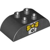 Duplo Brick 2 x 4 Curved Top with Yellow Bow Tie, White Shirt and Jacket Print / Black