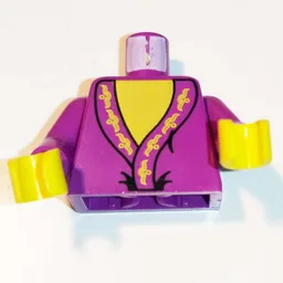 Torso, Robe with Yellow Trim, Yellow Neck Print (Dumbledore), Purple Arms, Yellow Hands / Purple