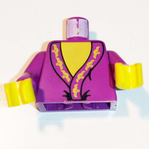 Lego Torso Robe with Yellow Trim, Yellow Neck Print (Dumbledore), Purple Arms, Yellow Hands / Purple