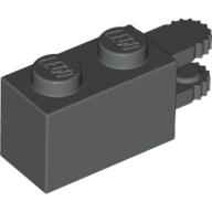 Lego Hinge Brick 1 x 2 Locking with 2 Fingers Horizontal End, 9 Teeth / Dark Gray