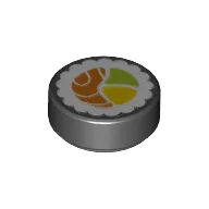 Tile Round 1 x 1 with Striped Salmon Crescent Sushi Print