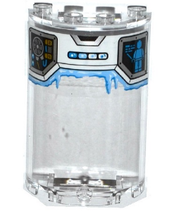 Lego Cylinder Half 2 x 4 x 5 with 1 x 2 Cutout with Fan, Minifigure on Screen, and Frost Pattern (Sticker) - Set 70588