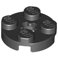 Plate Round 2 x 2 with Axle Hole Type 1 (+ Opening) / Black