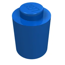 Brick Round 1 x 1 Solid Stud, No Bottom Groove / Blue