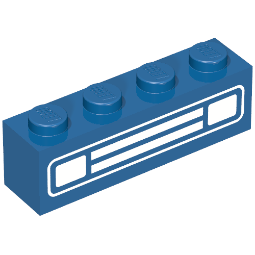 Lego Brick 1 x 4 with Bottom Tubes, Lowered Center Cross Support with Chrome Silver Car Grill Print
