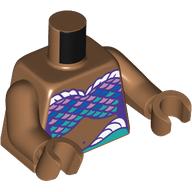 Lego Torso, Dark Purple/Dark Blue/Dark Turquoise/Lavender Scale Bikini print, Medium Nougat Arms, Medium Nougat Hands / Medium Nougat