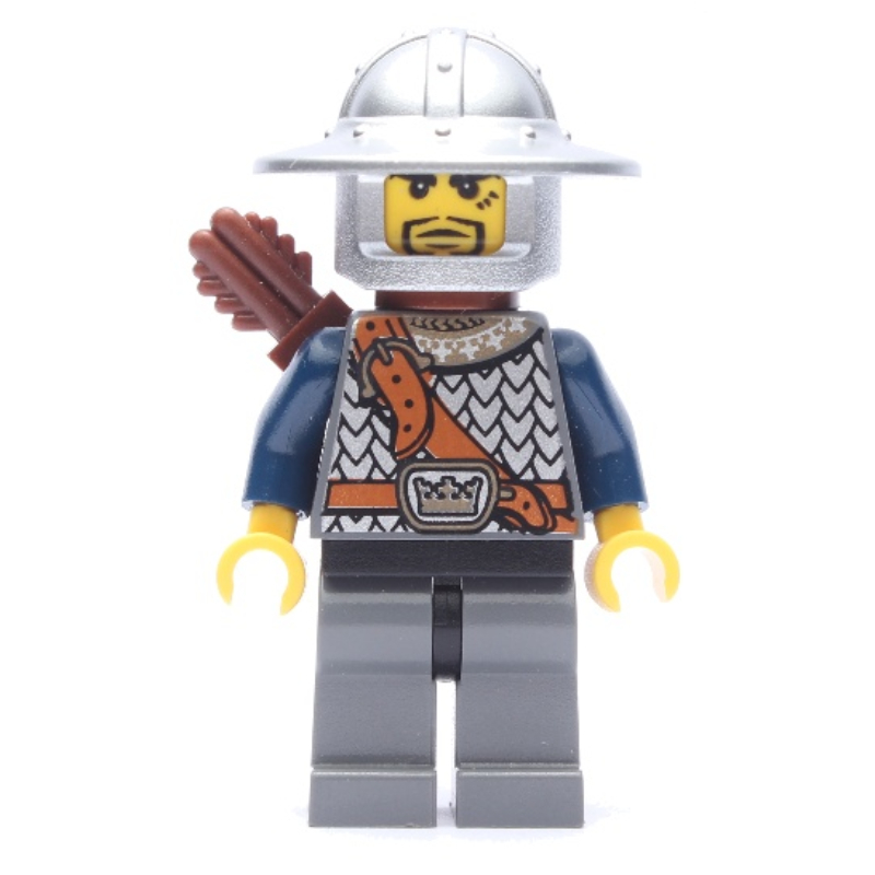 Lego Knight, Archer with Wide Brim Helmet, Quiver, Beard