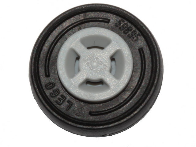 Lego Wheel 8mm D. x 6mm with Slot with Black Tire 14mm D. x 4mm Smooth Small Single with Number Embossed on Side (34337 / 59895)