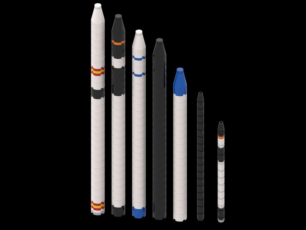 Lego European small launch vehicles (1:110 scale - as Saturn V)