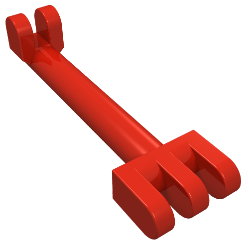 Lego Hinge Bar 2.5L with 2 and 3 Fingers on Ends (Pantograph Shoe Holder) / Red